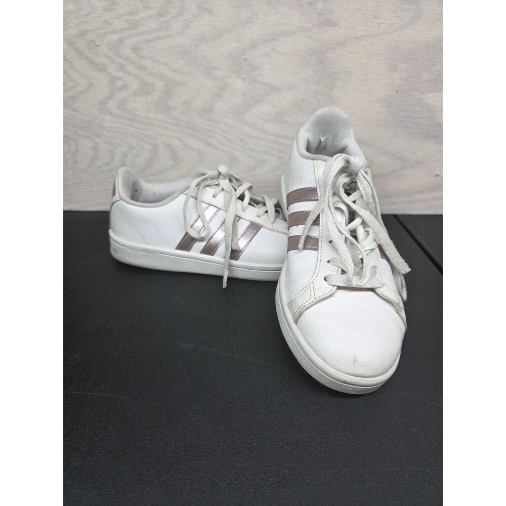 Adidas Women's SZ 8 Leather Ortholite Float Sneaker Shoes White Pink Lace Up